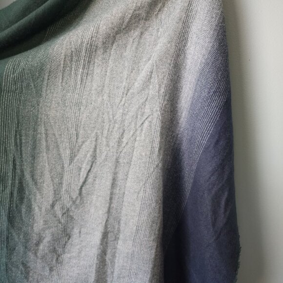 Blue and Green Dyed Gradient Linen 100% Polyester Scarf - Picture 12 of 14